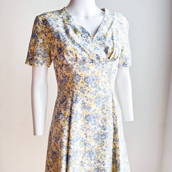 Laura Ashley Blue and Yellow Floral Midi Dress - Picture 3 of 9